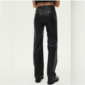 ZARA FAUX LEATHER HIGH RISE STRAIGHT LEG PANTS